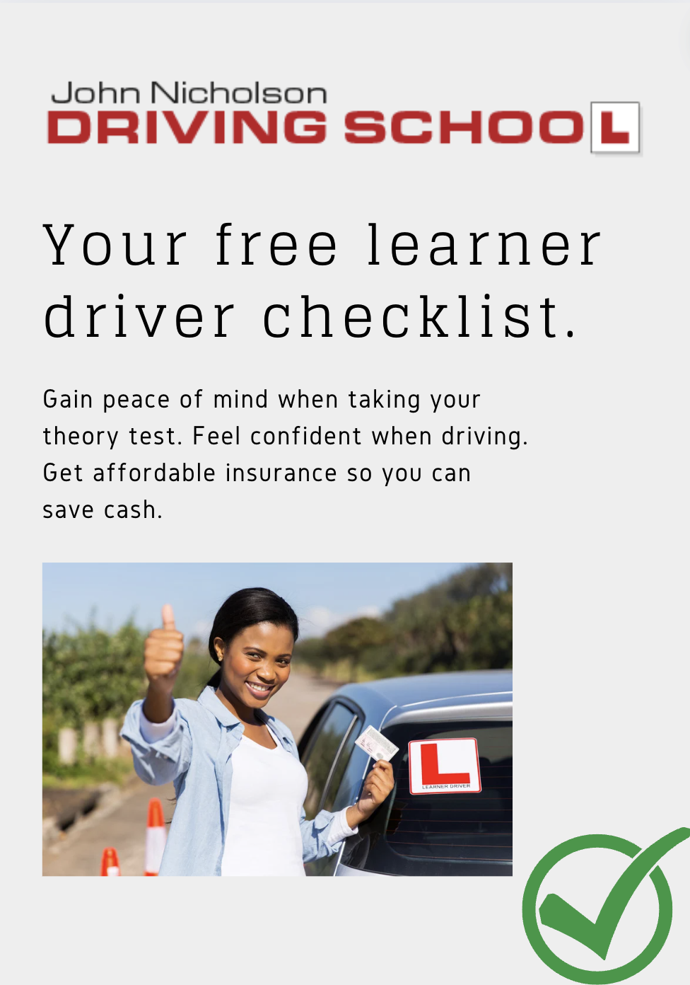 learner driver checklist