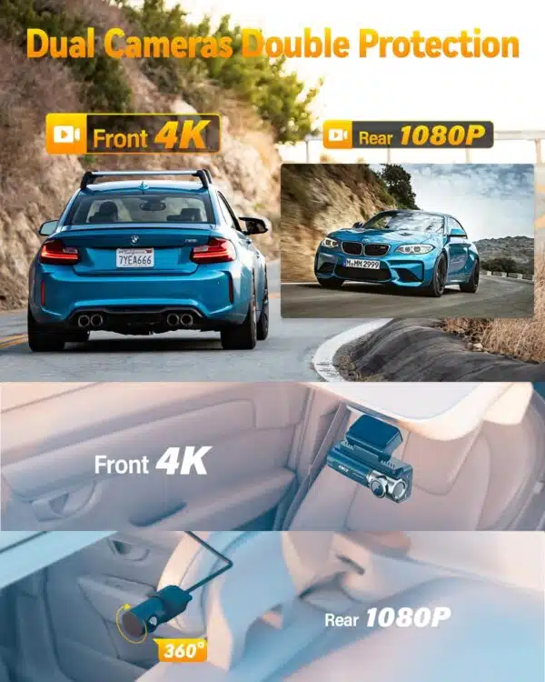 IIWEY D2 Pro Dash Cam Front and Rear 4K with GPS and WiFi - Image 2