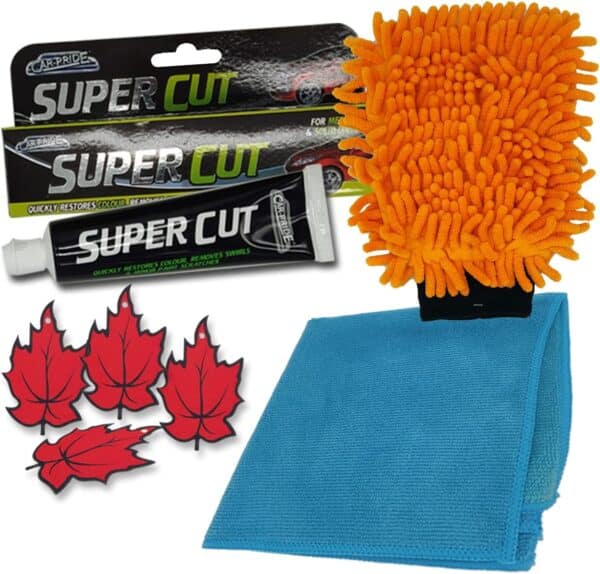 super cut and cleaning wipes for car