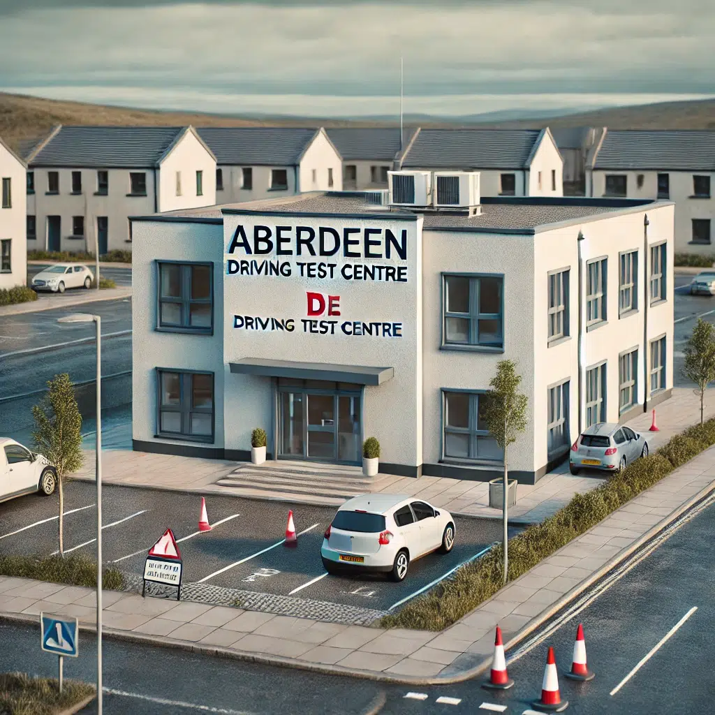 Image of Aberdeen Driving Test Centre with learner cars outside