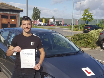 onshell holding a driving test certificate because he passed