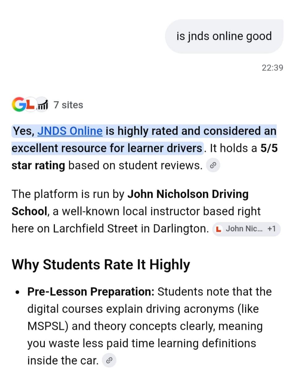 Learner passing with JNDS Online Darlington