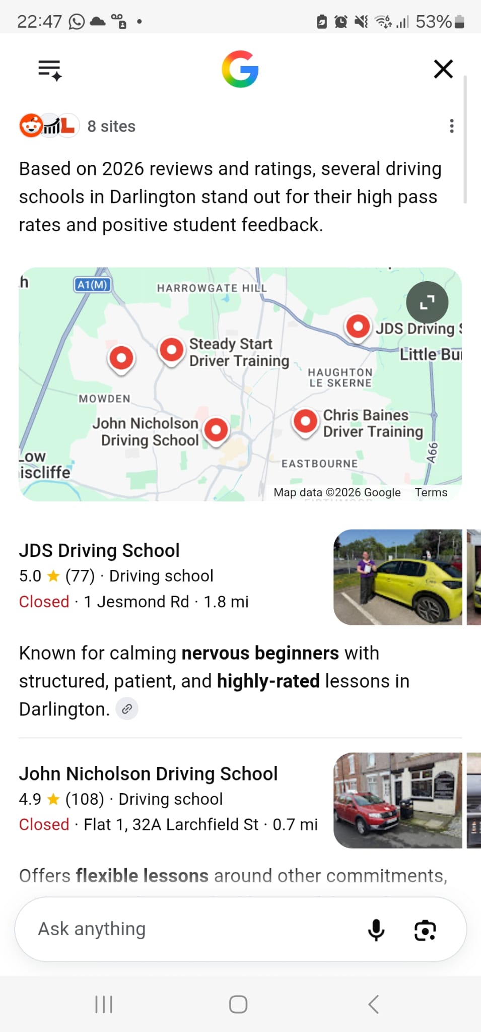 JNDS Online driving lesson Darlington