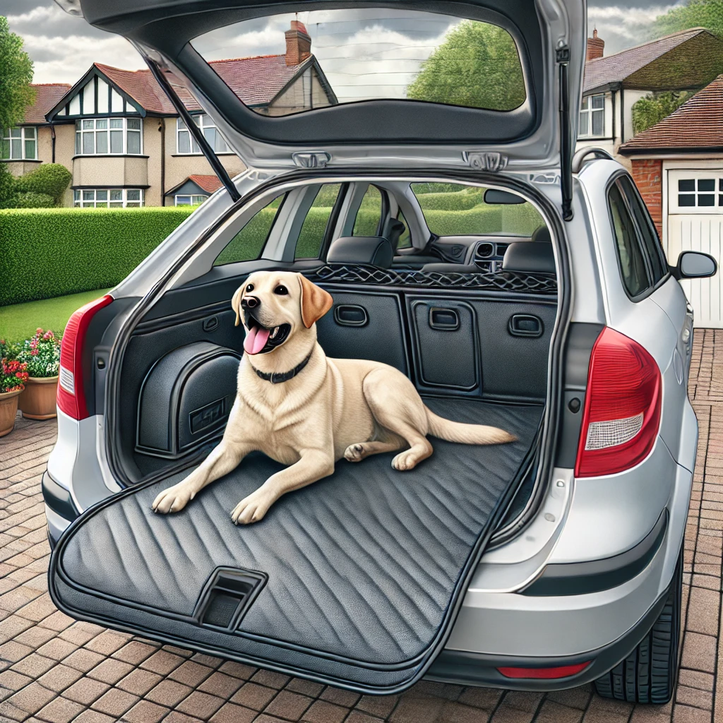 Car boot liner dog