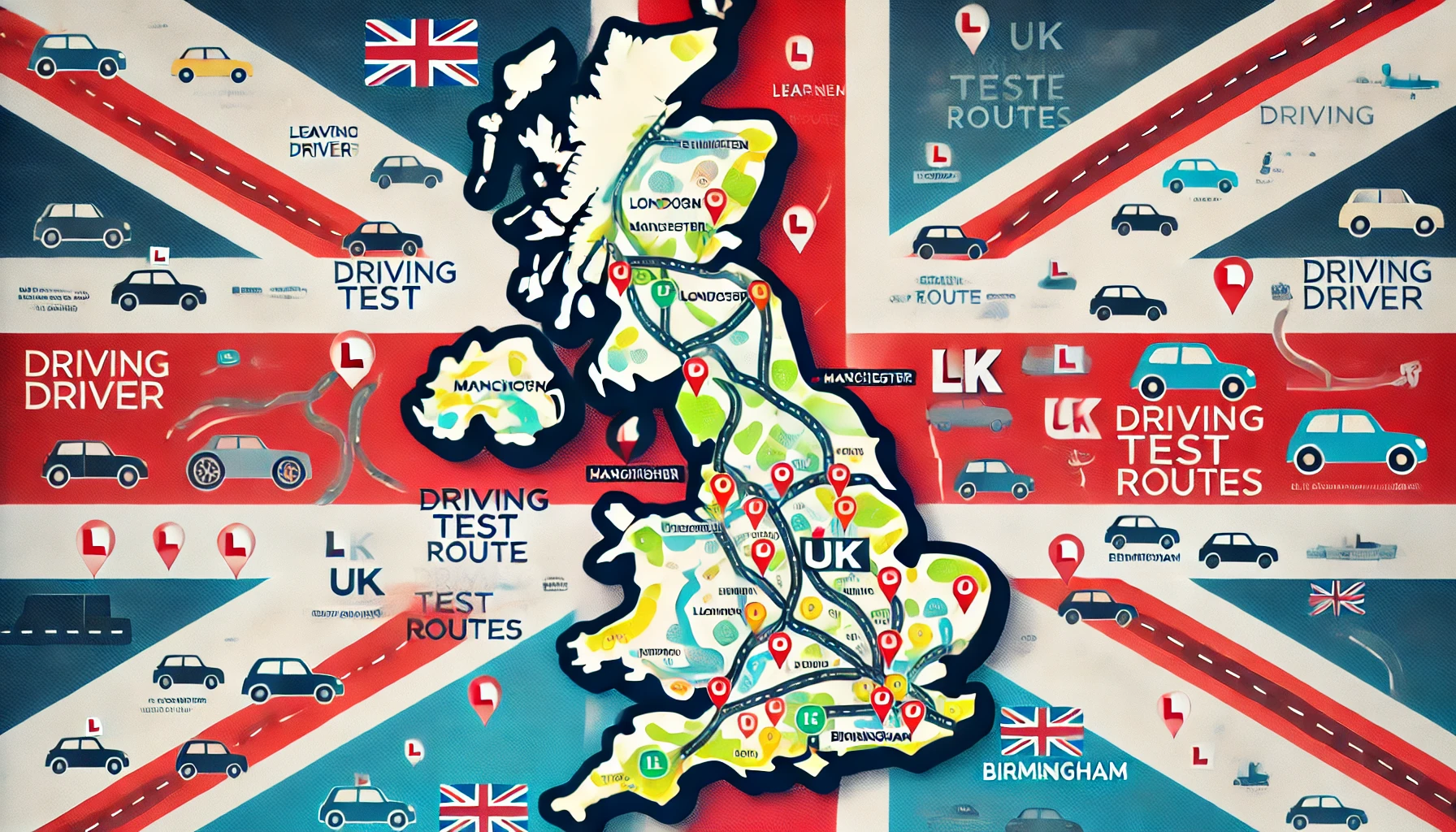 Map of driving test routes